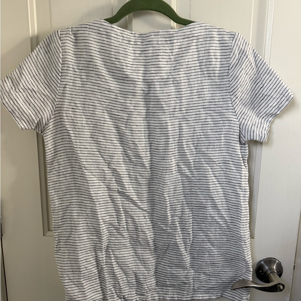 Not Perfect Linen Striped Blouse Medium - Picture 3 of 3